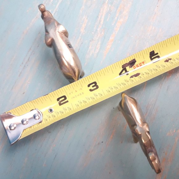 Elephants Vintage Brass Set of 5 Figurine Animals MCM Handmade Mid Century Gold - Picture 10 of 13